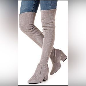 Long over the knee gray boots suede NEW
